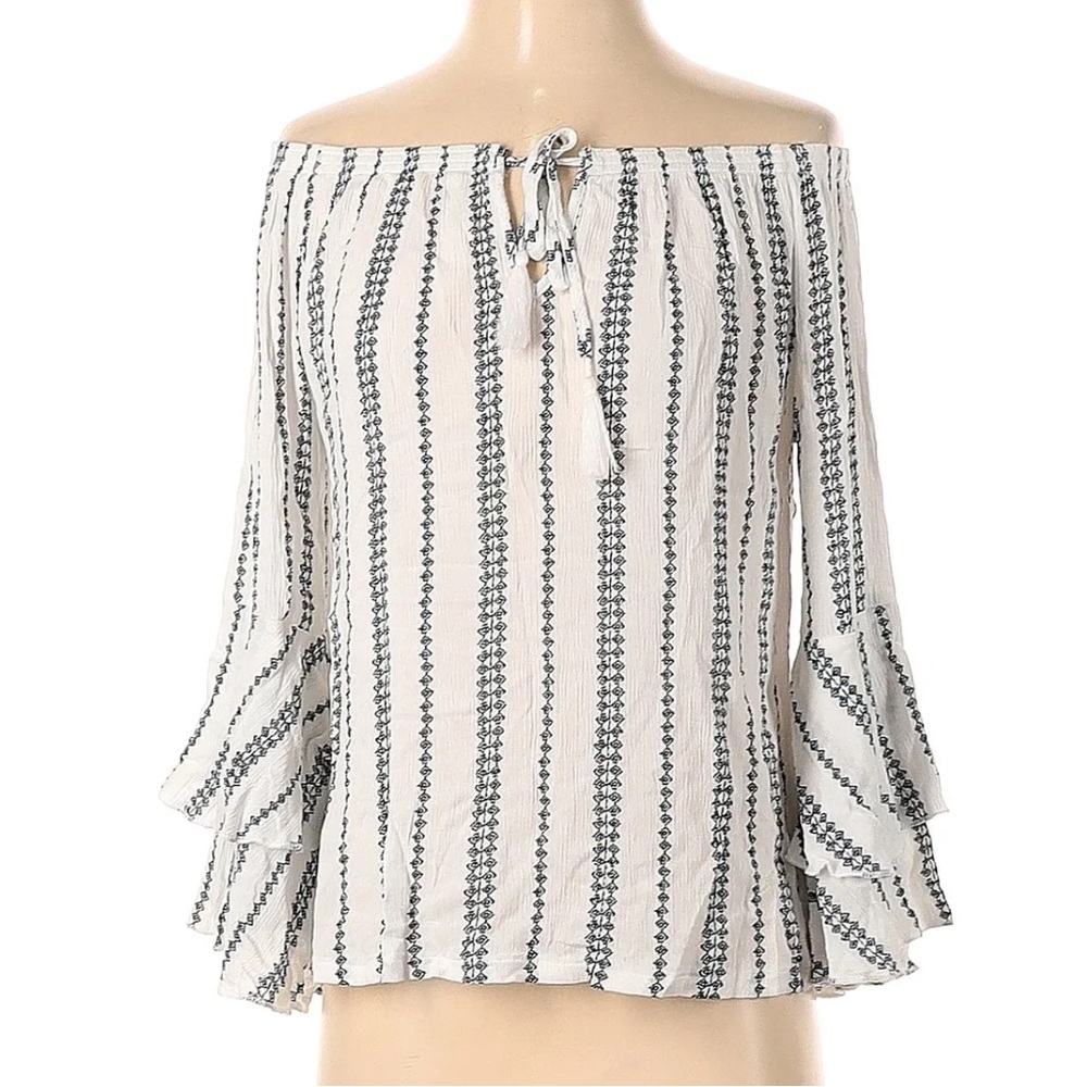 Solitaire Women White off the Shoulder Long Sleeve Blouse Size Large
